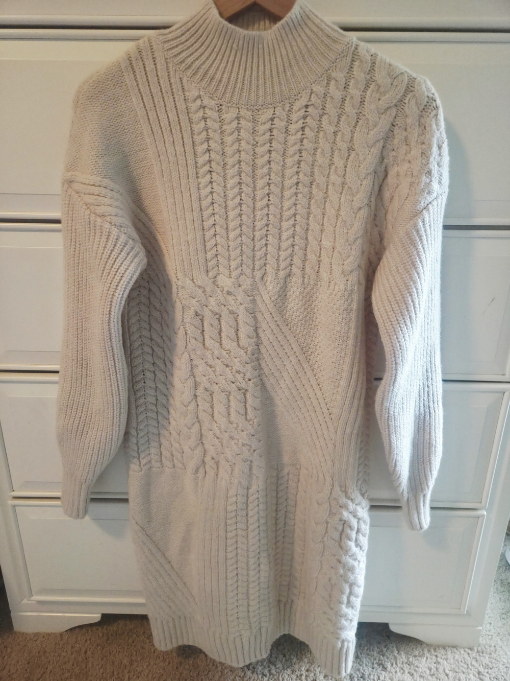 Old Navy Cream Cable-Knit Turtleneck Sweater Dress
